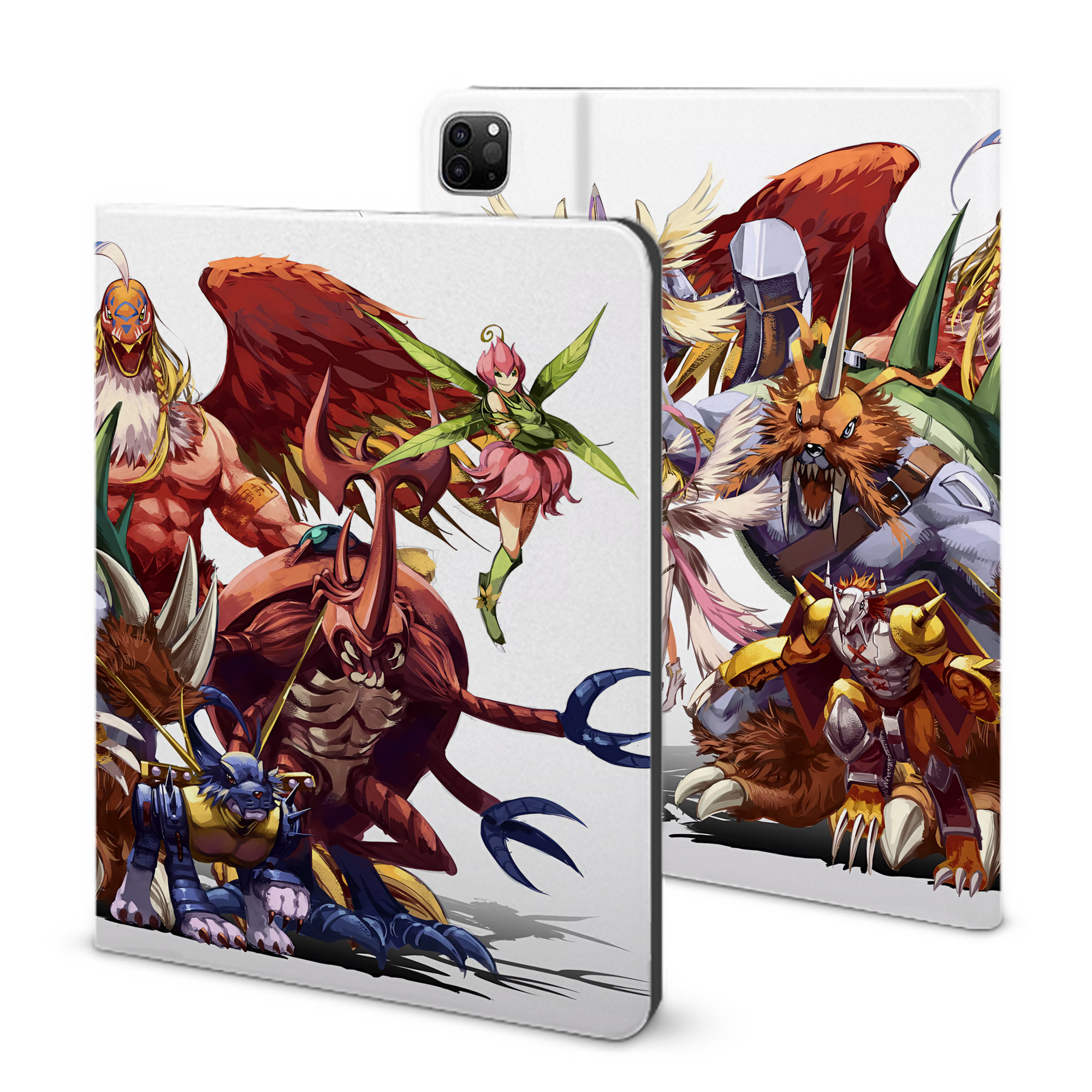 （画像用） Digimon デジタルモンスター/デジモン IPad ケース ブック型 PUレザー TPU 耐衝撃 軽量 薄型 ペン収納なし 全面保護 IPad 各モデル対応